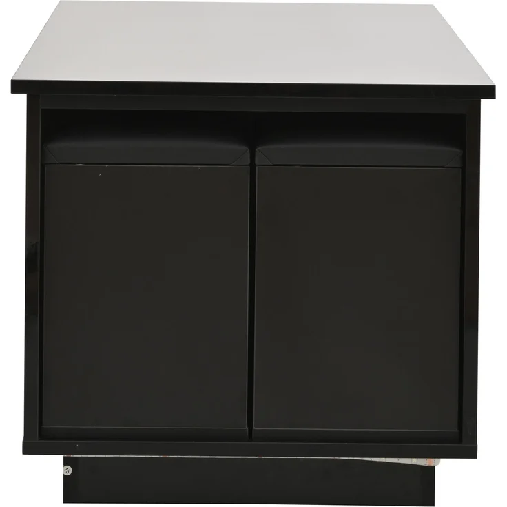 Couchtisch aus Spanplatte mit Hubfunktion, LED, Stauraum & 2 Hockern, 100x50x45 cm, Schwarz – Bild 10