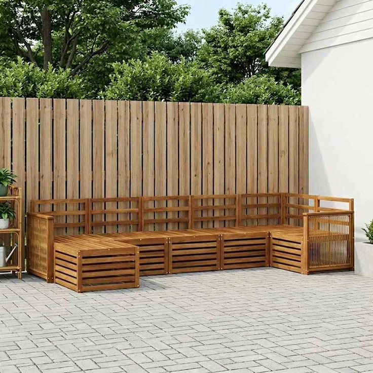vidaXL Outdoor-Sofagarnitur 7 stk. 6-Sitzer Natur Massivholz Akazie 3384625 – Bild 1