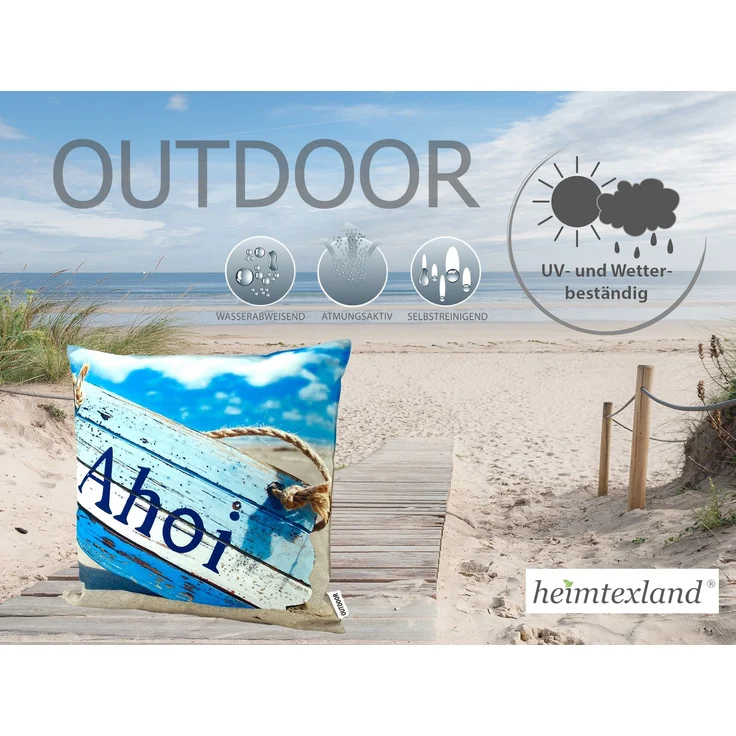 heimtexland Â® Outdoorkissen Lotus Effekt 45x45 Garten Dekokissen Wasserabweisend Outdoor Lounge Deko Kissen Typ742 Maritim Ahoi – Bild 3