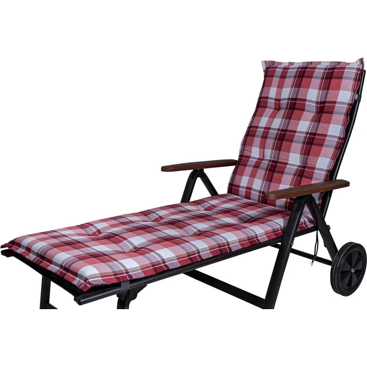 KETTtex Liegenauflage Rollliege Milano 2396 rot-weiß kariert 190 x 60 x 6 cm KETTtex, (1 St), Halteband verstellbar mit Bindebändern Klettband