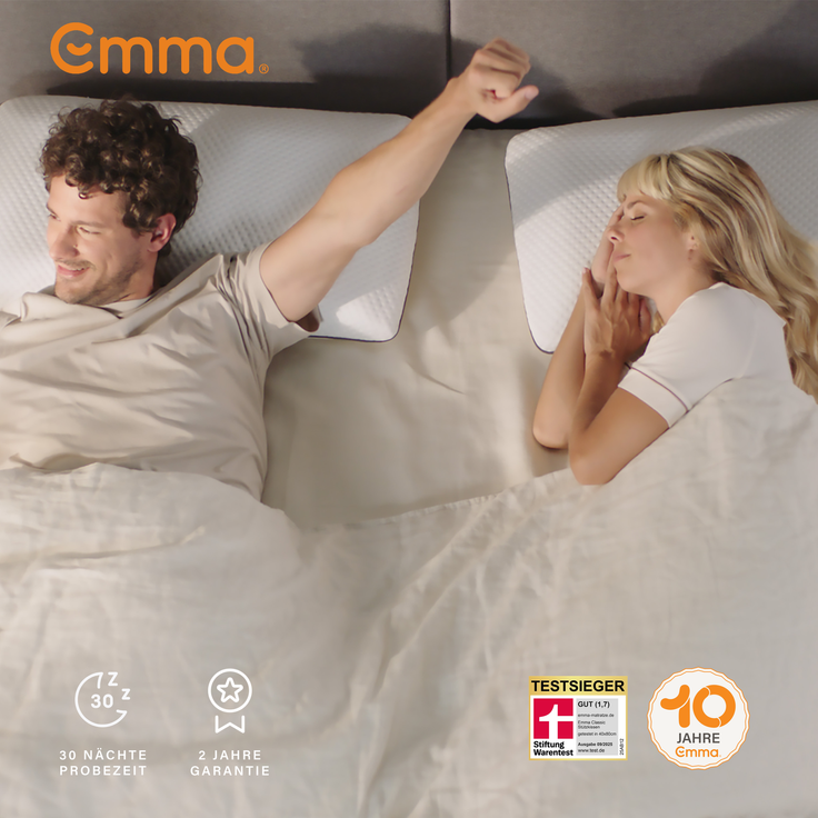 Emma 'Classic' Nackenstützkissen, Stiftung Warentest, 80x40 cm, Höhe 12 cm, 98 % Polyester / 2 % Elasthan weiß – Bild 4