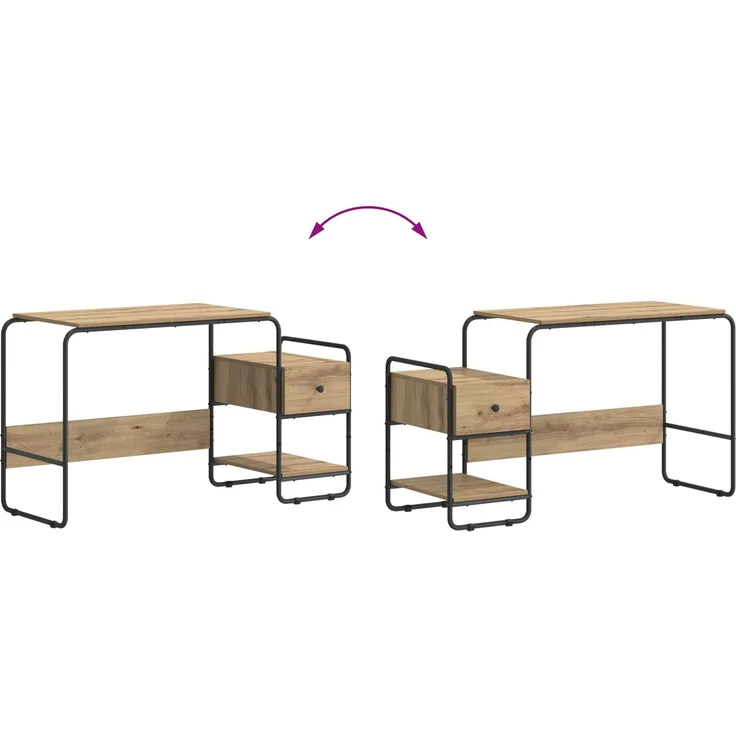 vidaXL Schreibtisch mit Stauraum Artisan-Eiche 131,5 x 50 x 75,5 cm 8008049 – Bild 9