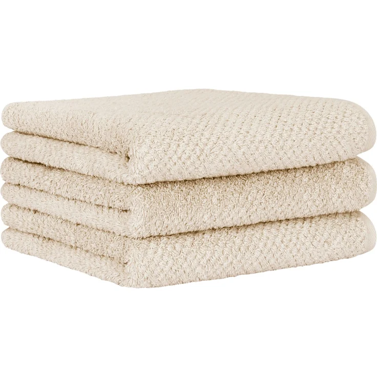 CAWÖ Handtuch, 3er Pack - Pure, Walkfrottier, Struktur-Design, Baumwolle, einfarbig Beige 50x100cm – Bild 1