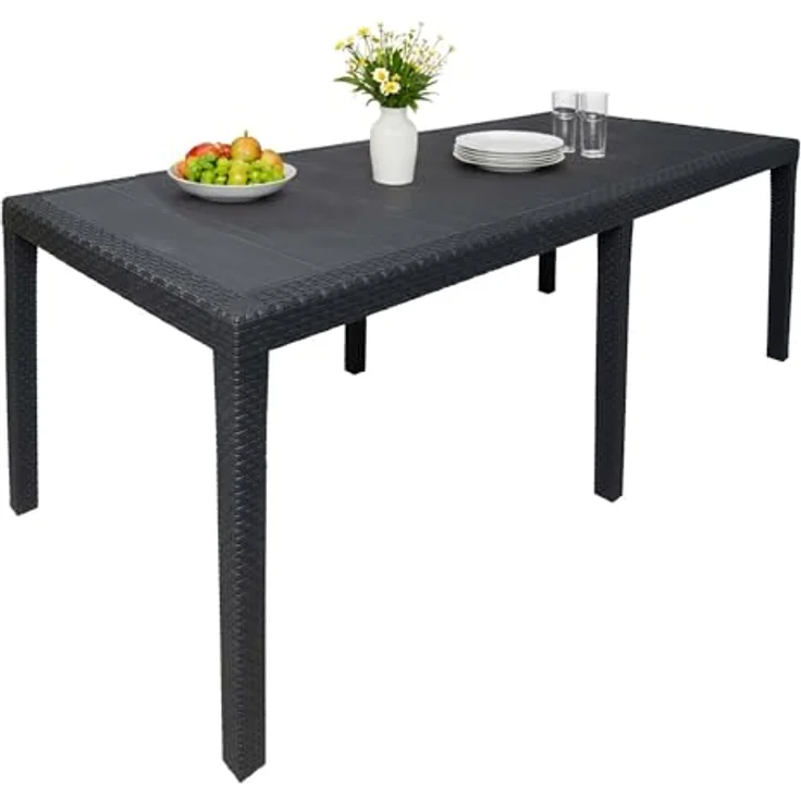 Dmora Rechteckiger ausziehbarer Gartentisch, Made in Italy, Farbe Anthrazit, Maße 150 x 72 x 90 cm (ausziehbar bis 220 cm) – Bild 4