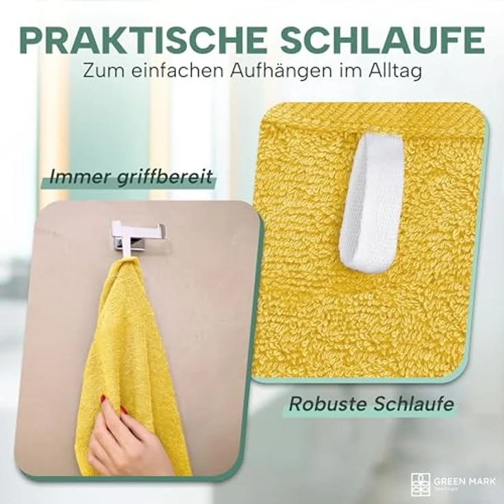 NatureMark 8er Spar-Pack Frottier Handtücher, Handtuch-Set, 50x100 cm, Gelb, 100% Baumwolle – Bild 7