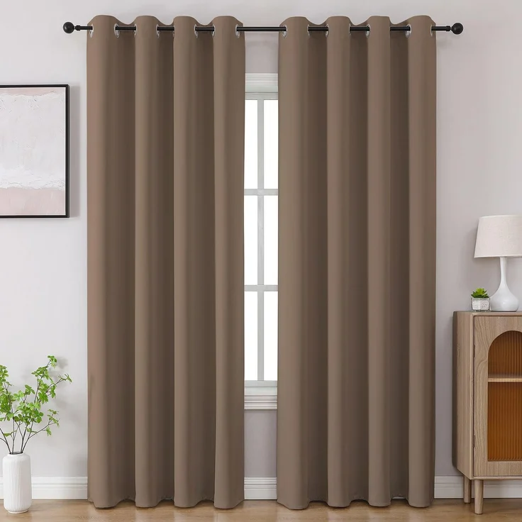 CUCRAF Khakifarbene Verdunkelungsvorhänge, 213,4 cm Länge, 2 Paneele, Raumverdunkelungsvorhänge für Wohnzimmer, Schlafzimmer, wärmeisoliert, lichtblockierend, Fenstervorhang, B 132 x L 213 cm