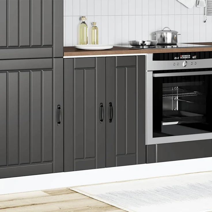 vidaXL Spülenunterschrank Lucca Schwarz Holzwerkstoff 853678 – Bild 1