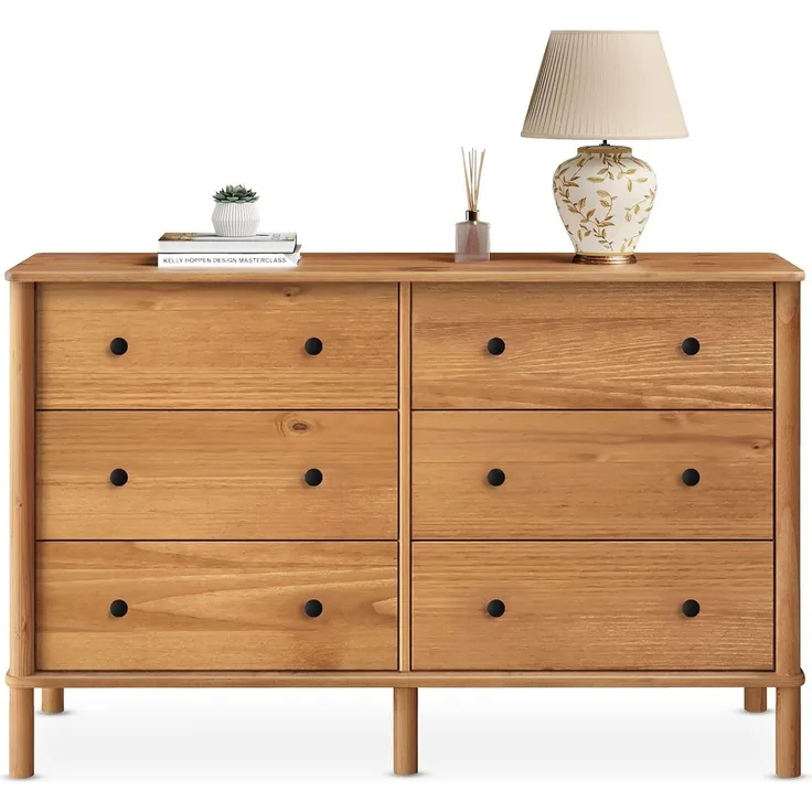 IDIMEX Kommode APOANA, Sideboard mit 6 Schubladen aus Massivholz skandi Eiche farben