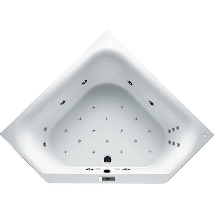 RIHO Austin Eck-Badewanne, mit Bliss-System, 2-Sitzer, 145 x 145 x 48 cm, 270 Liter, weiß, B0050, Ausführung: Version links - B005011005