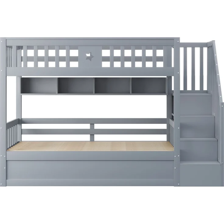 ZUBALIYA Bettgestell für Matratzen 253 x 95 x 151 cm, Bettgestell aus Holz, als Schlafplatz für Schlafzimmer und Gästezimmer, Grau – Bild 11