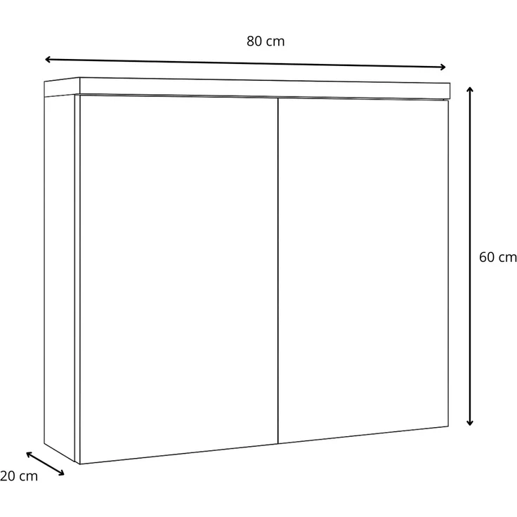 Badplaats Spiegelschrank Toledo 80x60 cm Schwarz Matt - Badezimmerschrank mit Spiegel und 2 Türen – Bild 3