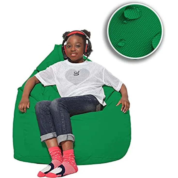 HomeIdeal - Sitzsack XXL Bodenkissen für Erwachsene & Kinder - Geeignet für Gaming oder Entspannen - Indoor wie Outdoor da er Wasserfest ist - mit EPS Perlen, Farbe:Grün, Größe:XXXL – Bild 8