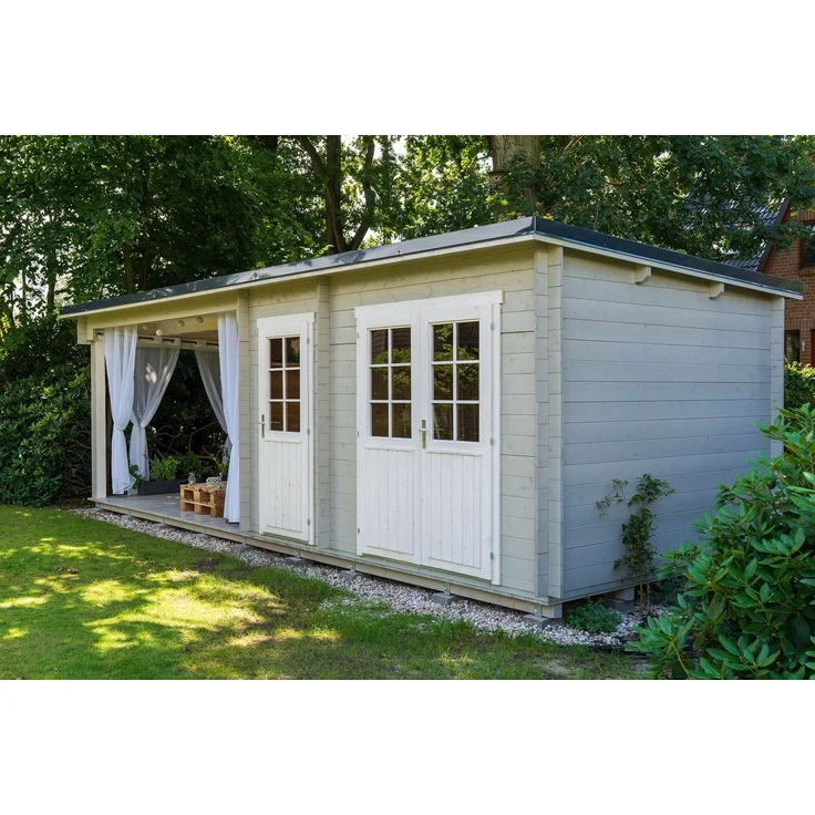 Fjordholz Gartenhaus Modell Gent 28 D Lichtgrau – Bild 4