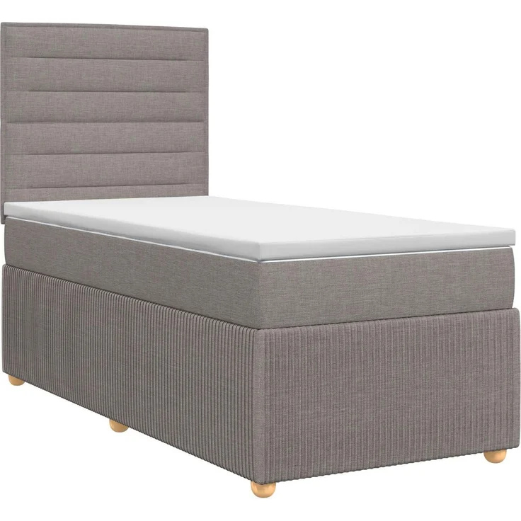 vidaXL Boxspringbett mit Matratze mit Kopfteil Taupe 90 x 200 cm Stoff 3454309 – Bild 1