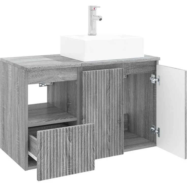 vidaXL Badezimmerschrank-Set 2 stk. Grau Sonoma 79,5 x 41 x 79,5 cm 3404060 – Bild 4