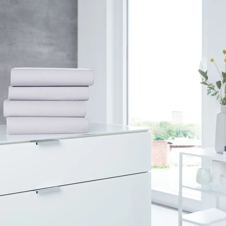 Traumhaft gut schlafen Jersey-Elasthan Spannbetttuch, verschiedene Farben und Größen, Farbe: Hellgrau, Größe: 90-100 cm x 200 cm – Bild 3