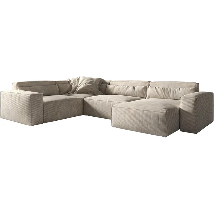 Wohnlandschaft Sirpio 300x210 cm Cord Beige Recamiere variabel