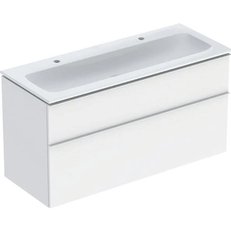 Geberit iCon Set Möbelwaschtisch mit Unterschrank, 2 Schubladen, 120x63x48 cm, modernes mattes Weiss