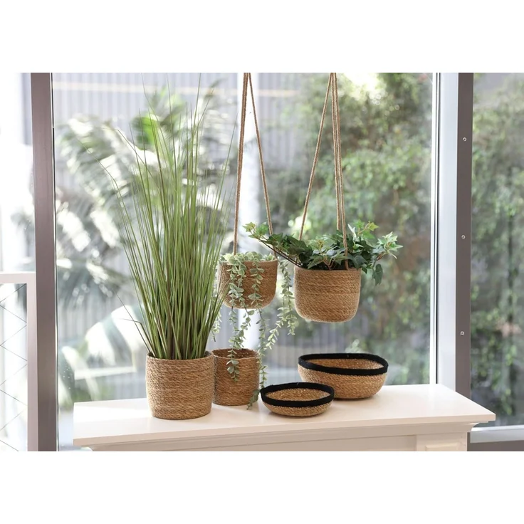 Spetebo Übertopf Seegras Blumenampel natur - 3er Set (Packung, 1 tlg), Geflochtene Boho Chic Blumentöpfe – Bild 5