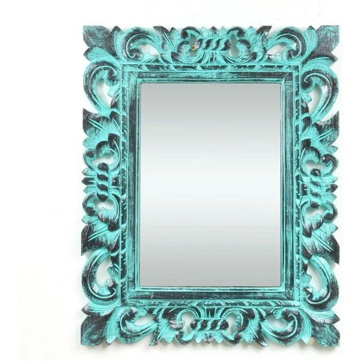 Oriental Galerie Wandspiegel Wandspiegel Türkis/Schwarz 40 x 50 cm (1-St)