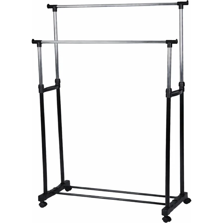 XXL fahrbar Kleiderständer mit Schuhablage 2 Stangen 86x42x170cm – Bild 2