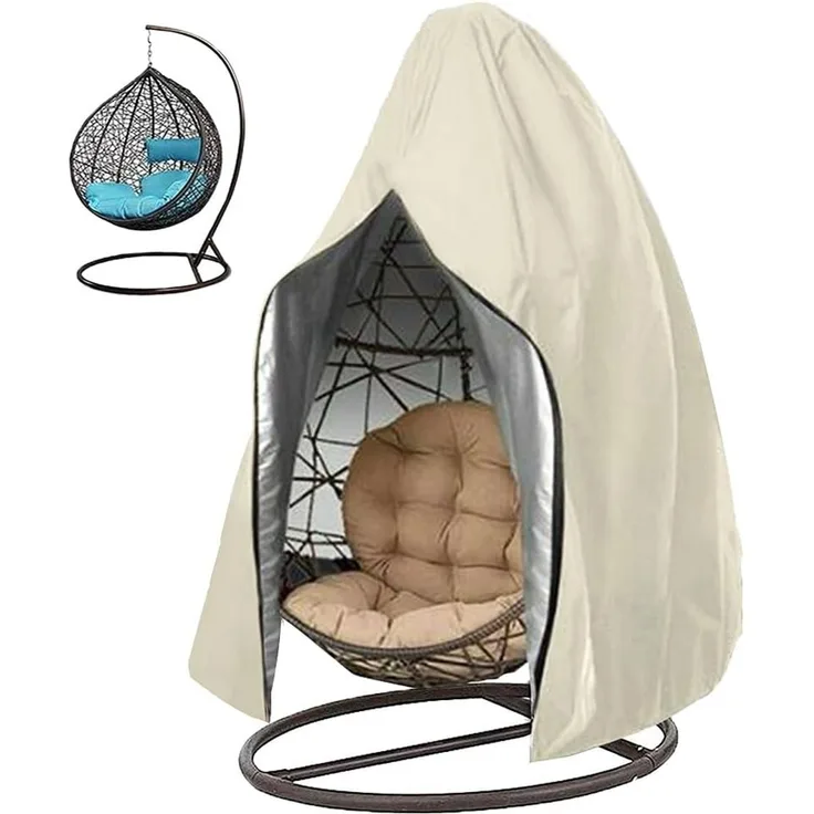 Ei Swing Chair Cover 230 × 115 cm Wasserdicht, Windschutz, Reißverschluss, Beige, Outdoor Hängesessel