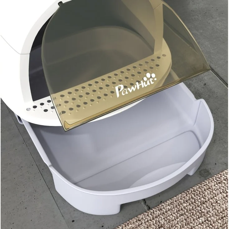 Katzentoilette aus Kunststoff mit Deckel, Schublade & Schaufel, 40,5x52x39 cm, Grau – Bild 7