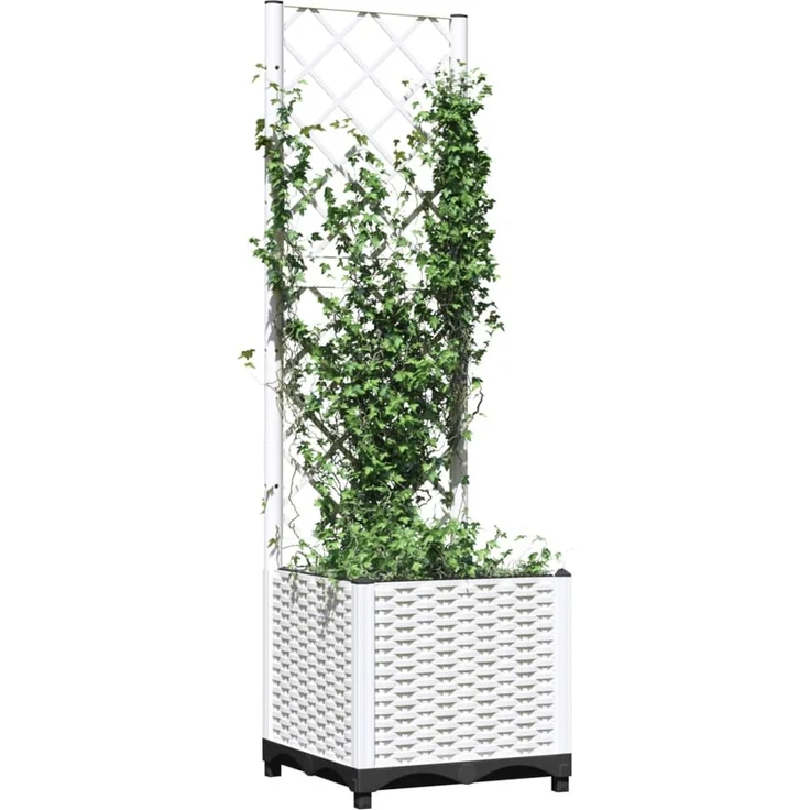 vidaXL Pflanzkübel mit Rankgitter Weiß 40x40x136 cm PP 153280 – Bild 3