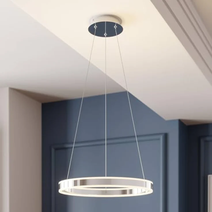 Lucande LED-Pendelleuchte Lyani, Ø 50 cm, chrom, dimmbar mit hoher Leuchtkraft und 3-stufiger Helligkeitsregulierung – Bild 2