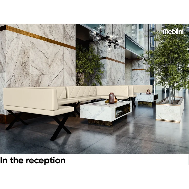 MEBLINI Eckbank für Esszimmer - Küchenbank - Essecke - Sitzecke Küche - ERIC - X-Beine 128x168x87cm Rechts - Creme Kunstleder – Bild 3