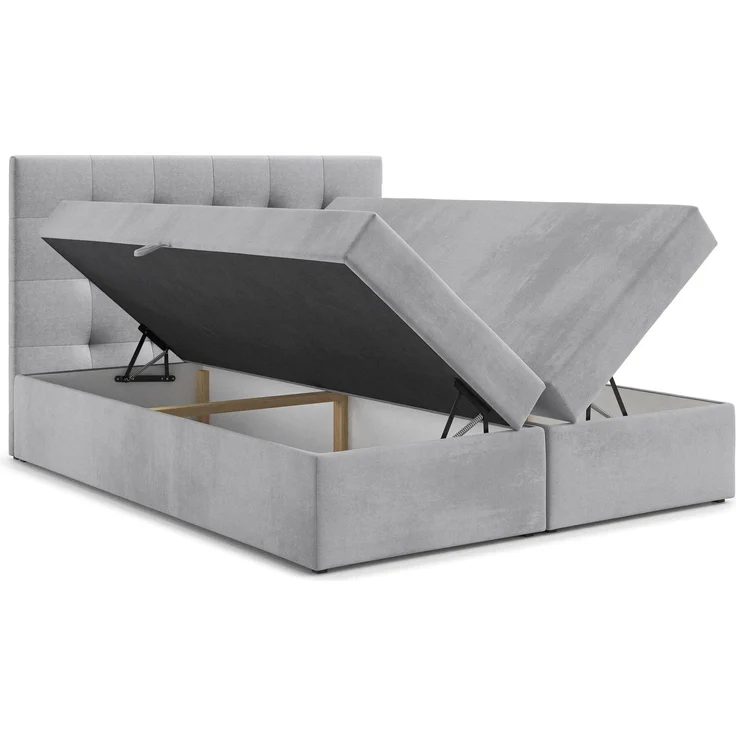 AX LIVING Boxspringbett Galata 140x200 Grau ohne Topper Bettkasten Komfortbett – Bild 3