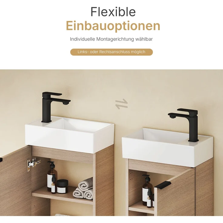 EMKE Badmöbel-Set mit Waschbecken 41.7×24×64.6cm Sonoma-Eiche – Bild 4