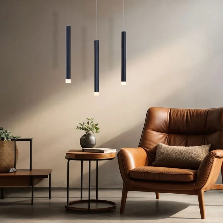 LED Hängeleuchte, Metall, schwarz, warmweiß, H 120 cm – Bild 2