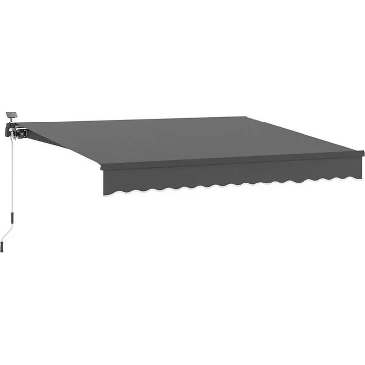 Outsunny Markise mit Handkurbel Solar-Lichte,Wandhalterung, UV 50+ (Klemmmarkise, 1-St, Gelenkarmmarkise) 400 cm breit für Terrasse Balkon Veranda, Grau – Bild 4