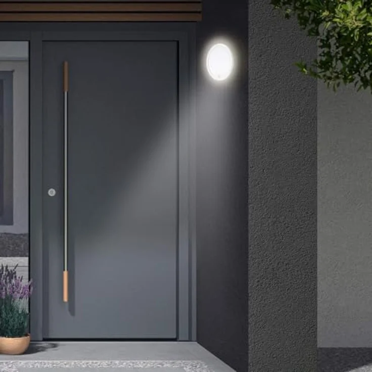 TELEFUNKEN LED Außenwandleuchte, Außenlampe mit Bewegungsmelder und Dämmerungssensor, 15 Watt, 2000 Lumen, 4000 Kelvin, IP44, Rund, Weiß, Ø 28cm, Backlight Effekt – Bild 4