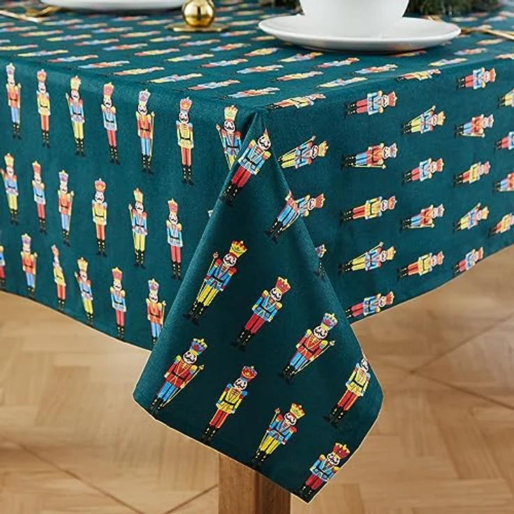 Catherine Lansfield Dining Christmas Nussknacker-Tischdecke, Baumwolle, 137x229 cm, Grün – Bild 3