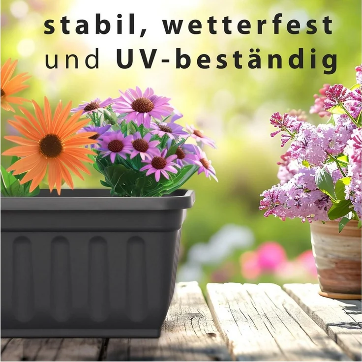Hausfelder Blumenkasten Balkonkasten mit Wasserstandsanzeiger, Pflanzkasten 2er Set, 80cm (2er Set, 2 St, Jedes Set enthält: Füllstandsanzeiger, Boden, Pflanzkasten), Blumenkästen UV- und witterungsbeständig für innen und außen, matt – Bild 3
