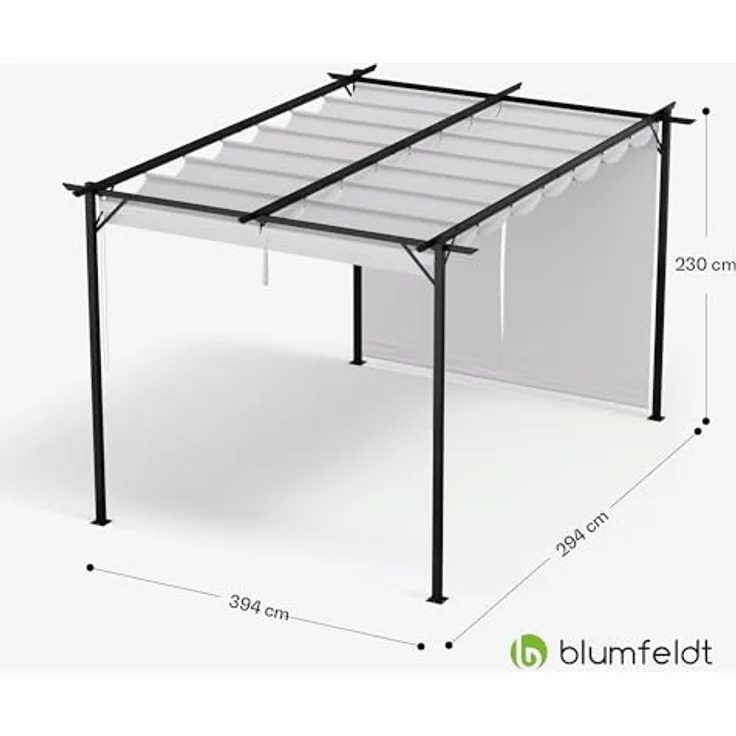 blumfeldt Pavillon Pantheon Robust Pergola 3x4 m, wetterbeständig mit Stahlrahmen und Polyesterdach, inklusive seitlichen Rollläden – Bild 8