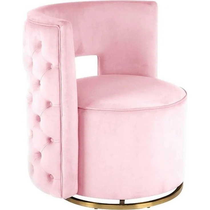 Glamouröser Samt-Polsterstuhl Rosa & Gold – Eleganter Sessel mit Komfort – Bild 4
