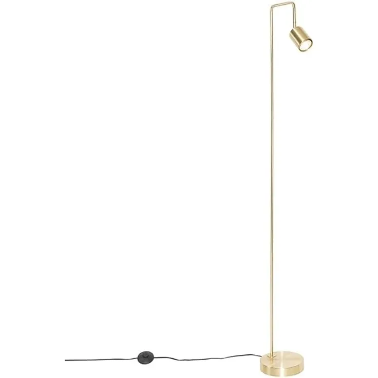 Qazqa Stehlampe Java, ohne Leuchtmittel, GU10, Gold/Messing, Modern, Stahl, 1-flammig