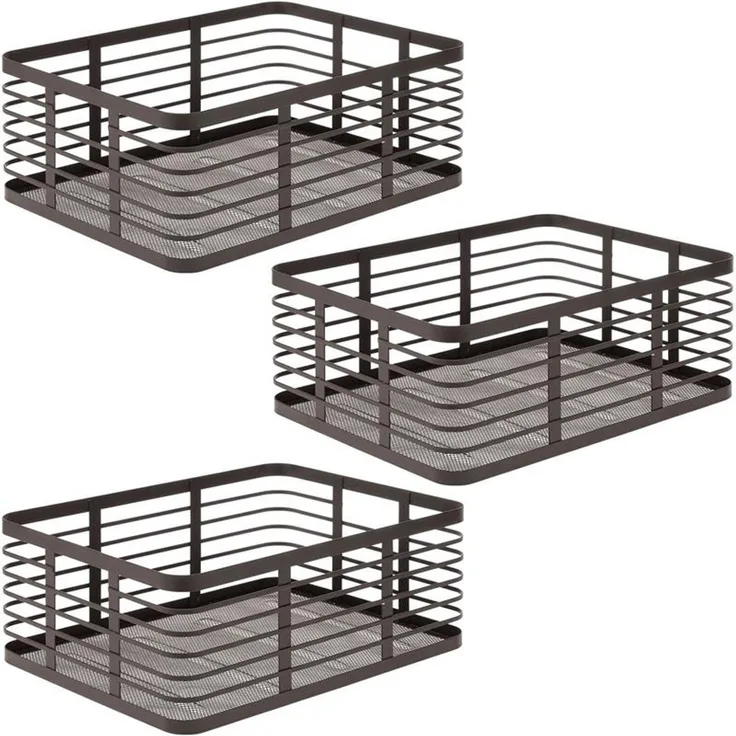 mDesign Drahtkorb Gitterbox Aufbewahrung Organizer 3er Set Metall Bronze