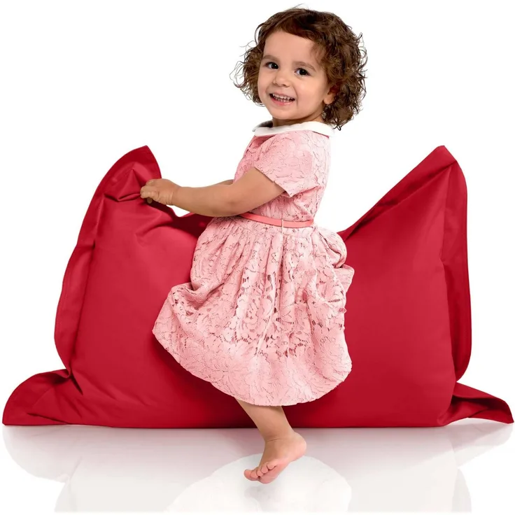 Green Bean® Kinder-Sitzsack 70x100cm & 70 Liter EPS-Perlen Füllung - Indoor & Outdoor Bean Bag Sitzkissen - Dunkelrot