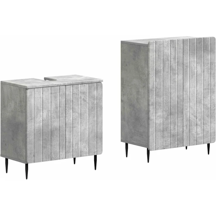 vidaXL 2-teiliges Badezimmer Schrank Set ZWOLLE Betongrau 3417597 – Bild 2