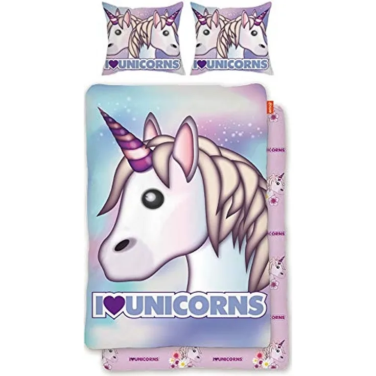Emoji Einhorn Bettwäsche Linon / Renforce