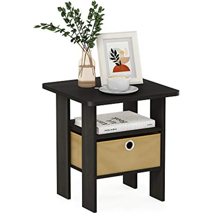 Furinno Andrey Beistelltisch Nachttisch mit Schublade, Espresso/Braun – Bild 6