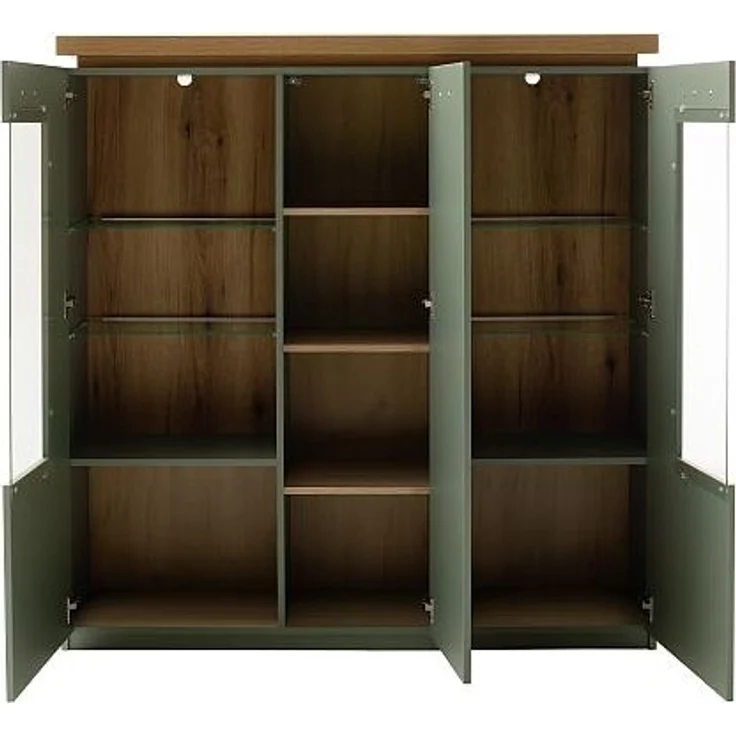 Highboard Marlena / Moniz, Holzwerkstoff, Grün, Holzfarben, 138 x 144 x 38 cm – Bild 6