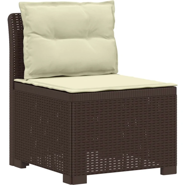 vidaXL 5-Sitzer Gartensofa mit Kissen Rattan-Look PP Braun 3443910 – Bild 4