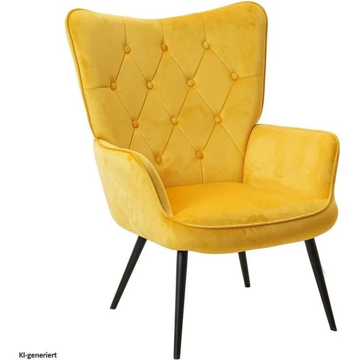 HTI-Living Loungesessel Ohrensessel Freya Velvet Gelb (1 Stück, 1-St, 1 Sessel), Loungesessel mit samtiger Oberfläche und Armlehnen – Bild 2