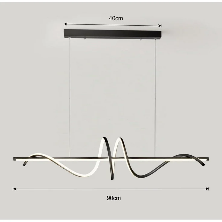JDONG LED Pendelleuchte Schwarz 90cm Moderne Spirale höhenverstellbare Hängeleuchte, Pendelleuchten dimmbar mit Fernbedienung, flimmerfrei augenschonend, Kronleuchter 3000K–6000K Farbtemperatur, für Esszimmer, Wohnzimmer, Kücheninsel & G... – Bild 4