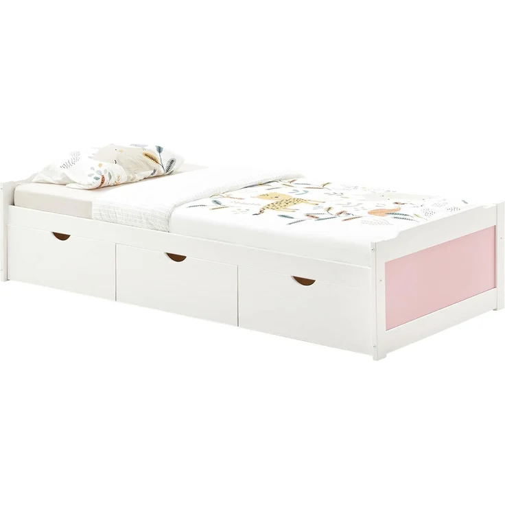 IDIMEX Funktionsbett MIA, Gästebett Jugendbett Stauraumbett in 90 x 200 cm weiss/rosa – Bild 4